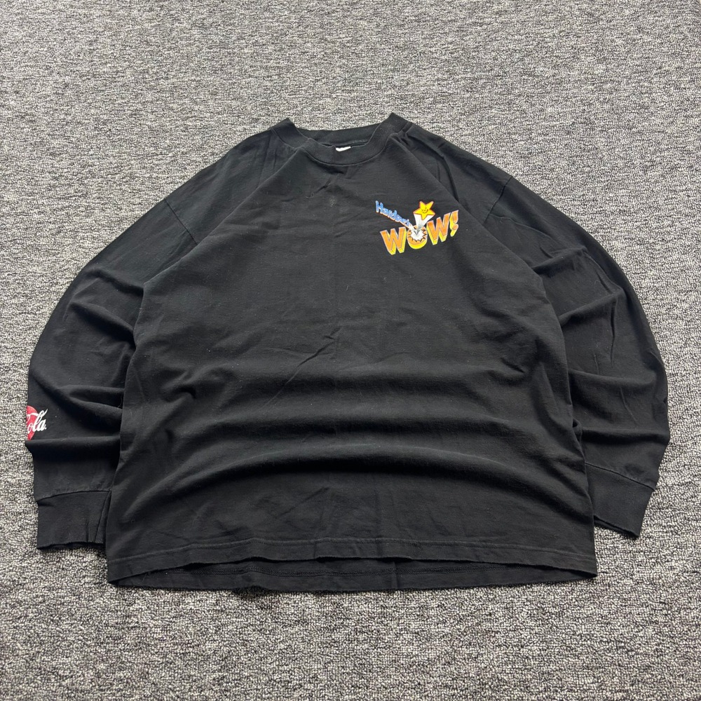 Vintage 1990s Murina Hardees Coca-Cola‎ Promo Long Sleeve T-Shirt Black Size XL